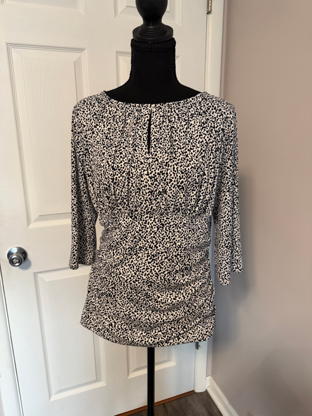 Ann Taylor Black and White Dalmatian Print Blouse - Picture 3 of 6